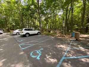 Four paved, accessible parking spots at trailhead