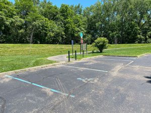 Two accessible parking spots near trailhead